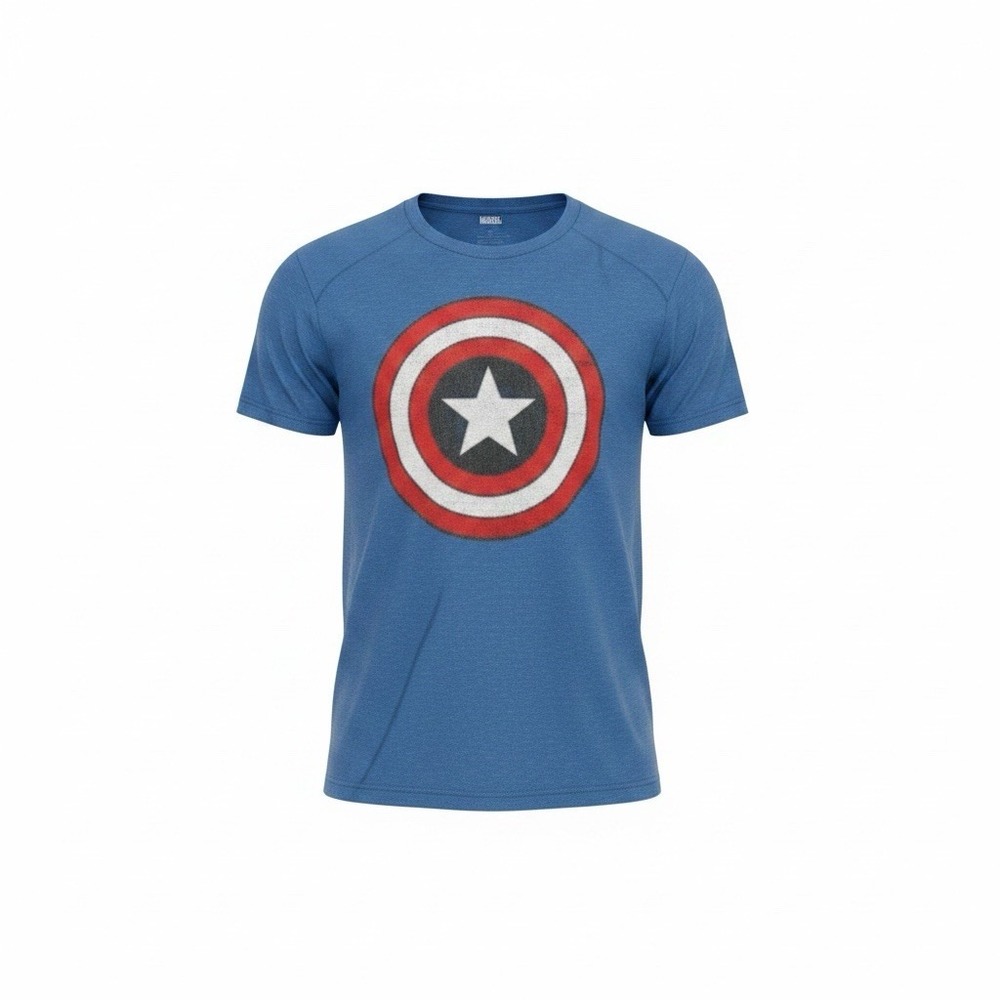 Marvel Captain America Shield Logo T-Shirt Women Small Blue Short Sleeve